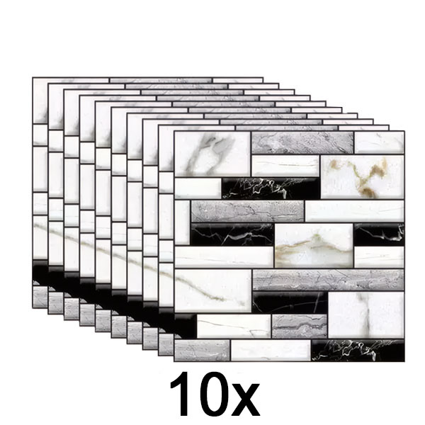 1x 3D zidne naljepnice s izgledom mramora (10 kom/0,9 m²) | MARBLEBLOCKS