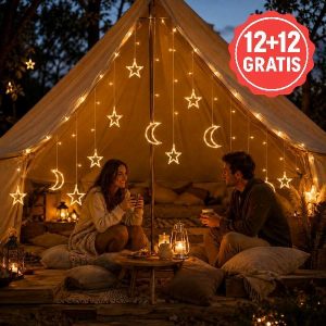 Vanjski svjetlosni lanac sa zvijezdama i mjesecom - 3 m, toplo bijela | STARRYSKY 12+12 GRATIS